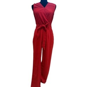 ❤️ Maldita Sleeveless Red Wrap-Front Jumpsuit – Size Small